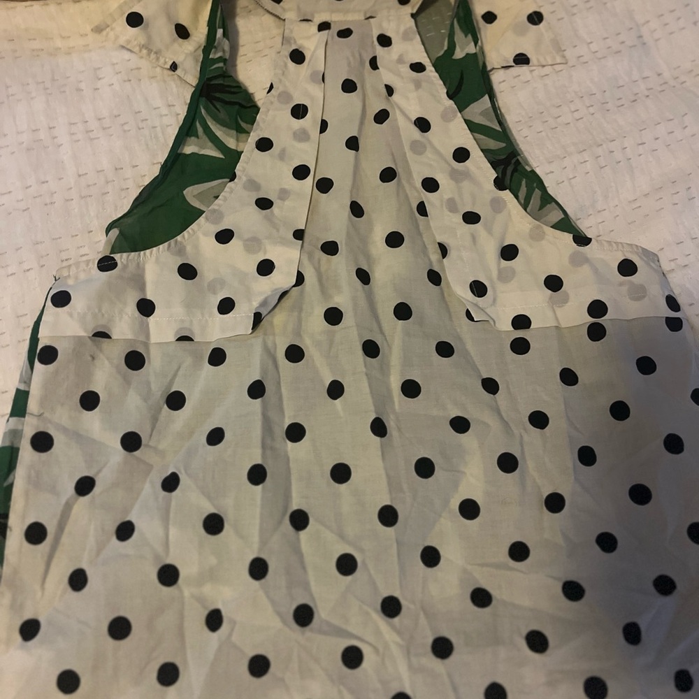 Anthropologie Vanessa Virginia Womans Top 2 Sleeveless Green Palm Polka Dot - Picture 3 of 7